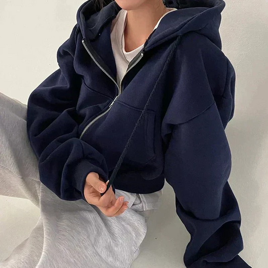 Jona - vintertrøje til kvinder med lynlås - afslappet, oversized stil
