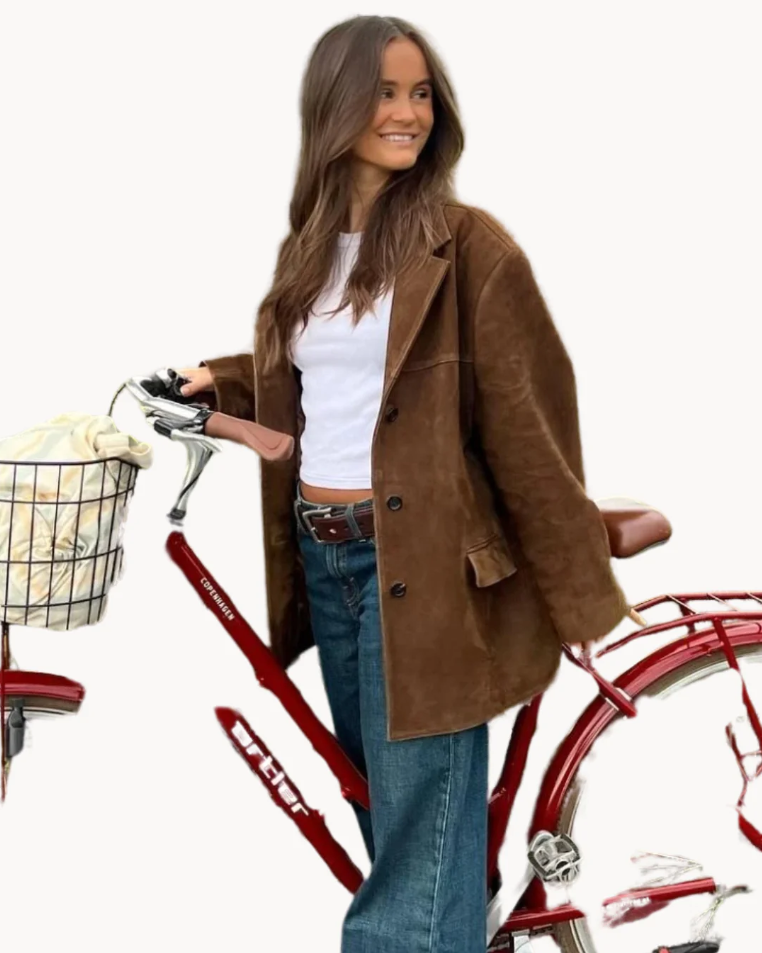 Lily | luksus blazer i kamelruskind til kvinder