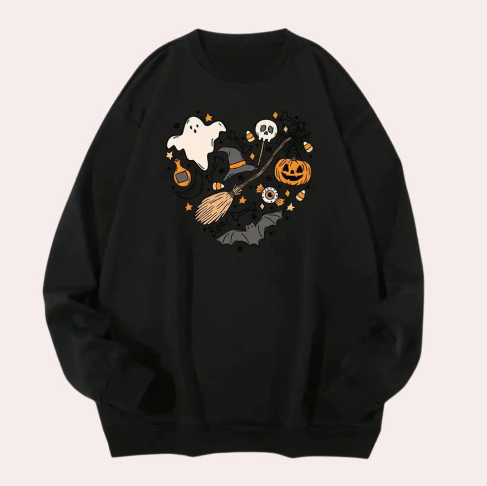 Emese – halloween sweatshirt med smarte vibes motiv til kvinder