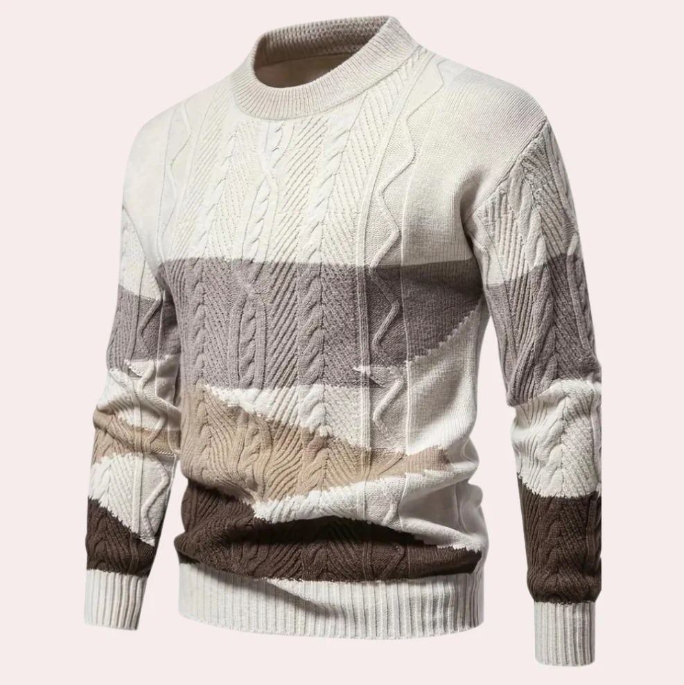 Ladislau - strikket herresweater med kontrastmønster