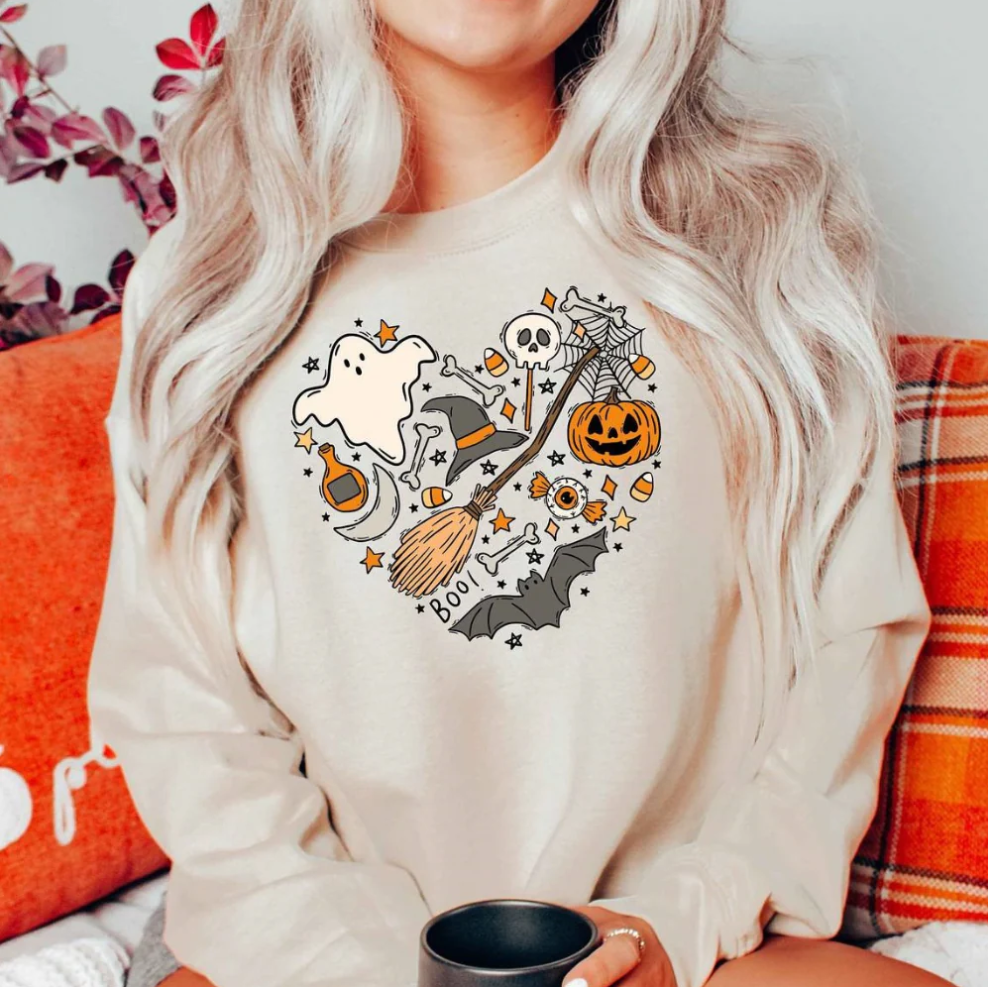 Emese – halloween sweatshirt med smarte vibes motiv til kvinder