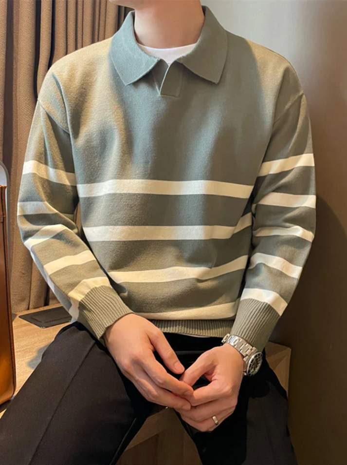 Ezekiel – stribet strikket sweater til mænd