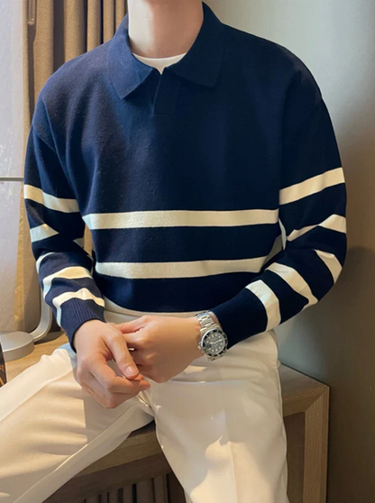 Ezekiel – stribet strikket sweater til mænd