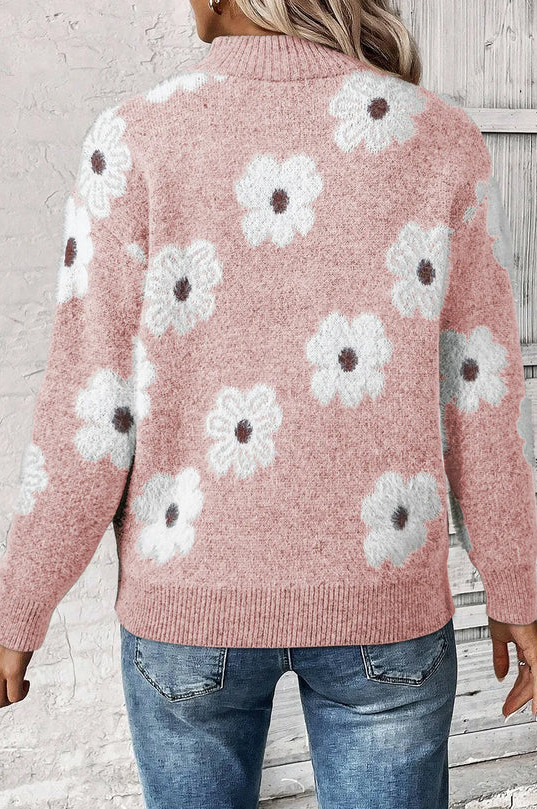 Margaret|-trøje med blomstermønster og halv lynlås