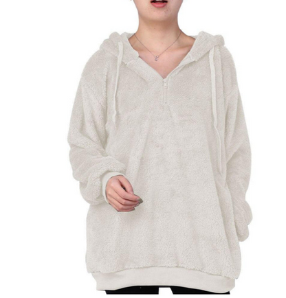 Zera - dame fleece sweatshirt med lynlås i nakken