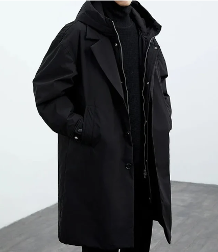 Plus size trenchcoat med hætte til mænd