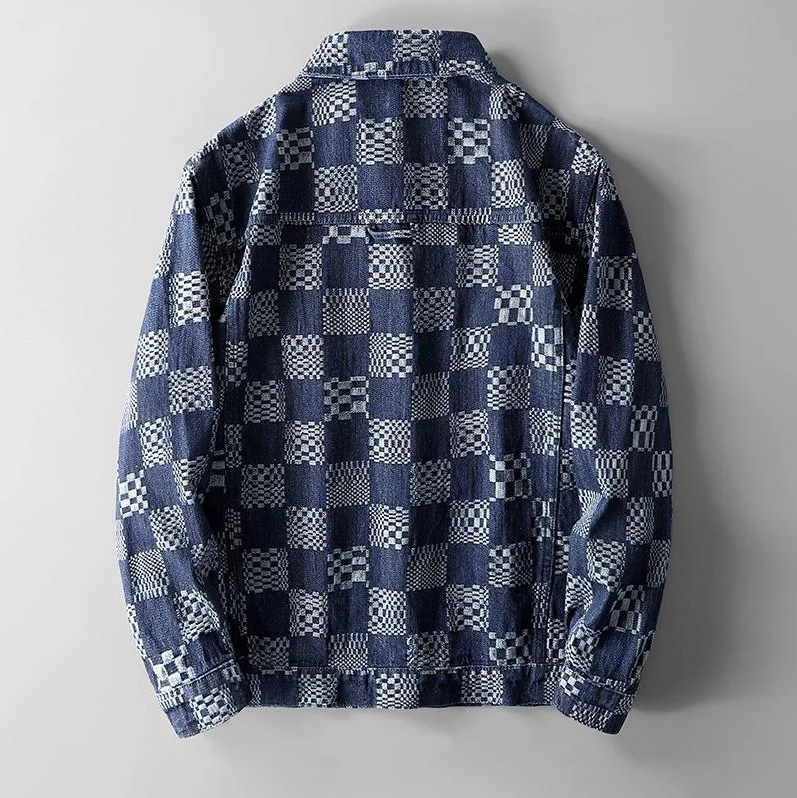 Moderigtig ternet denimjakke til mænd