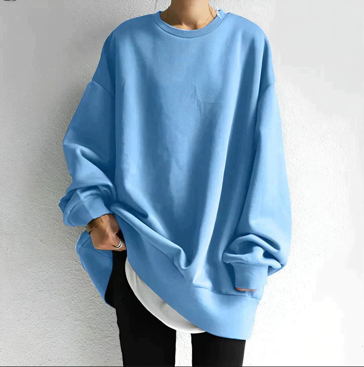 Oversized sweater - bred, langærmet dametrøje med løs pasform
