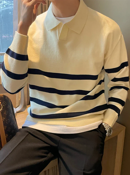Ezekiel – stribet strikket sweater til mænd