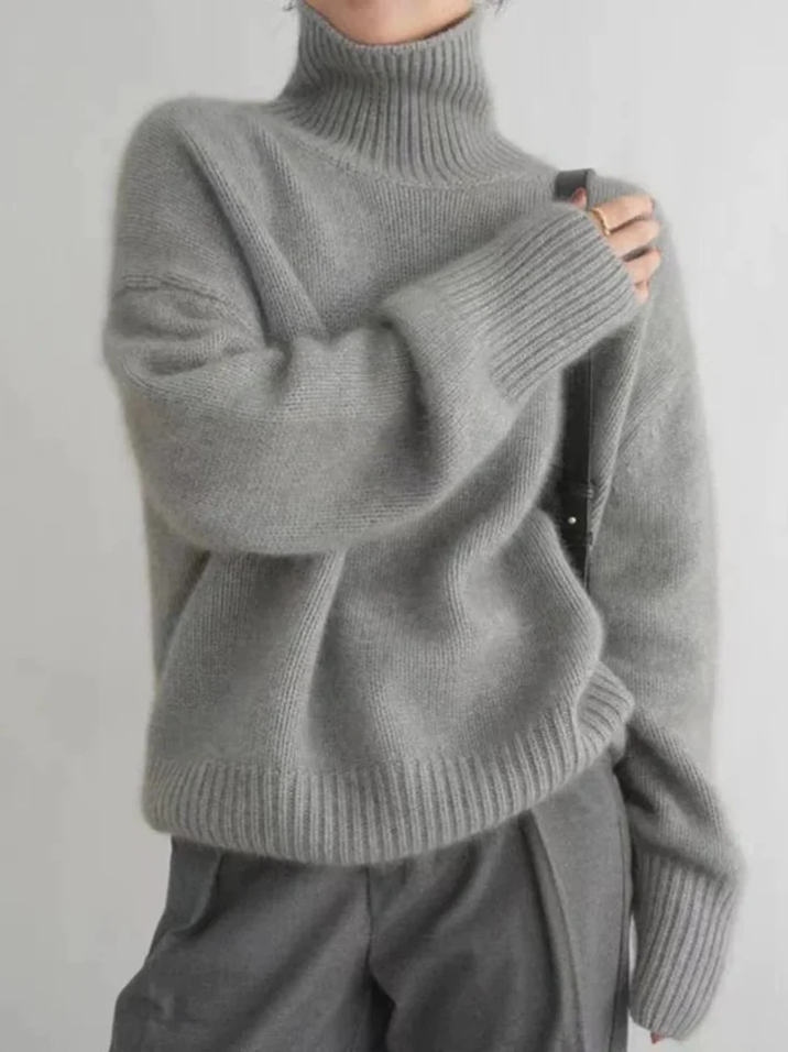 Ridan - basic pullover med rullekrave