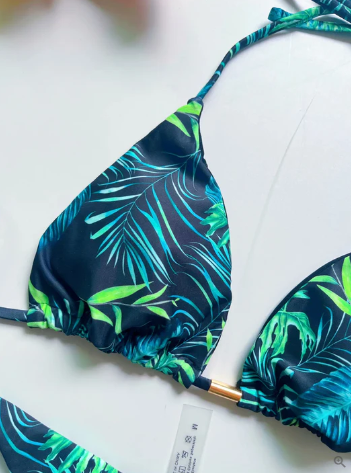 Layla-printet trekantet bandagebikini