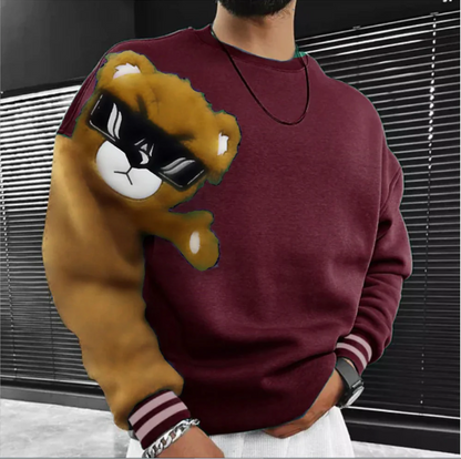 Bernd - sweatshirt med tegneseriebjørnebroderi til mænd