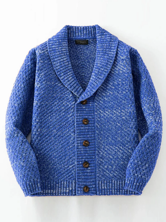Retro strikket herresweater med charmedetalje
