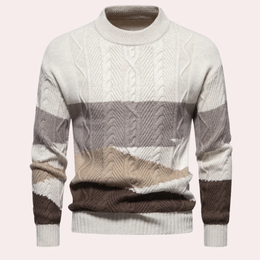 Ladislau - strikket herresweater med kontrastmønster