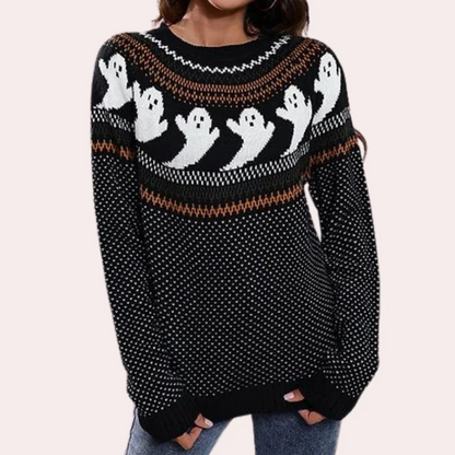 Neven – hyggelig sweater med spøgelsesmønster til kvinder