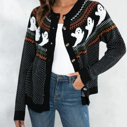 Marika - fortryllende cardigan med spøgelsesmotiv