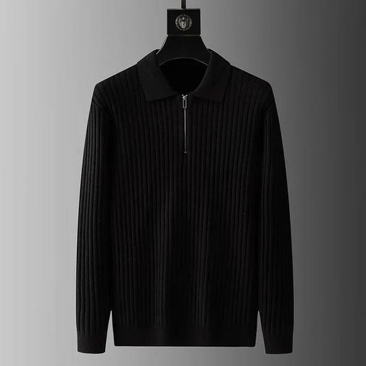 Højkvalitets herresweater med polokrave - blød og behagelig