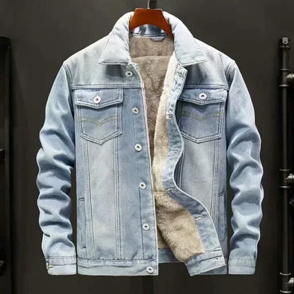 Denimjakke med tykt uldfoer - Otto