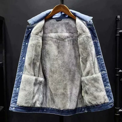 Denimjakke med tykt uldfoer - Otto