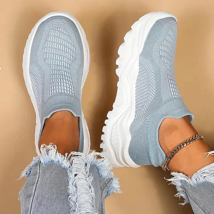 Slip-on sneakers, strikkede, åndbare, ortopædiske sko, damesneakers