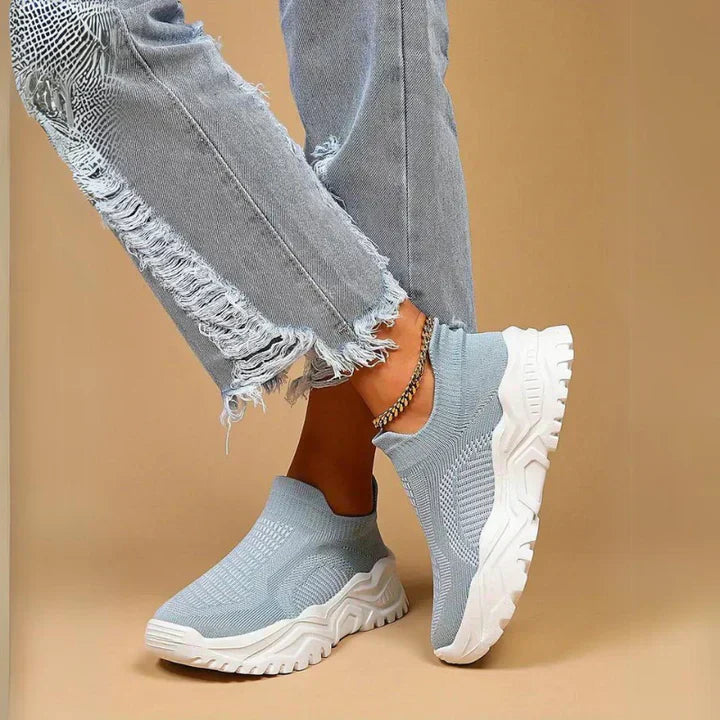 Slip-on sneakers, strikkede, åndbare, ortopædiske sko, damesneakers