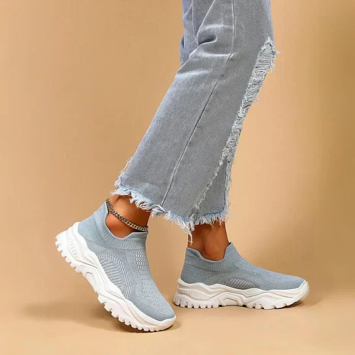 Slip-on sneakers, strikkede, åndbare, ortopædiske sko, damesneakers