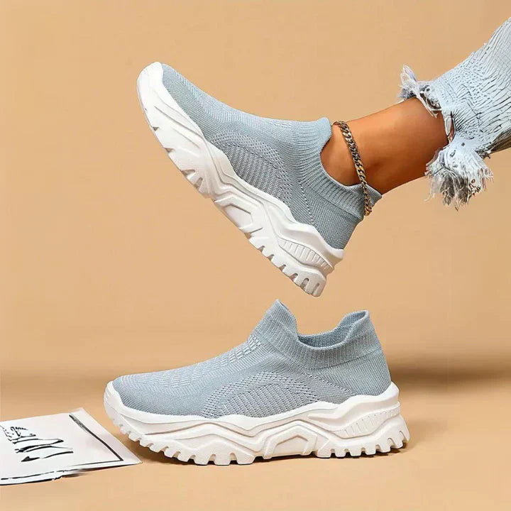 Slip-on sneakers, strikkede, åndbare, ortopædiske sko, damesneakers