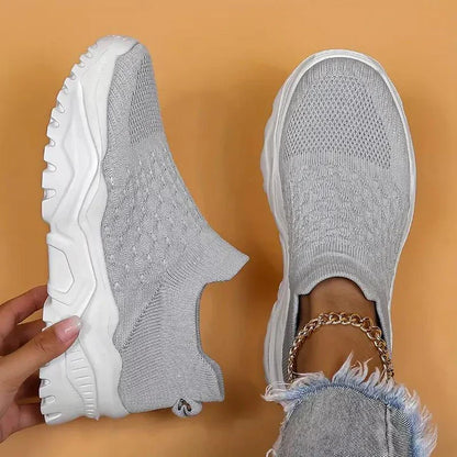 Slip-on sneakers, strikkede, åndbare, ortopædiske sko, damesneakers