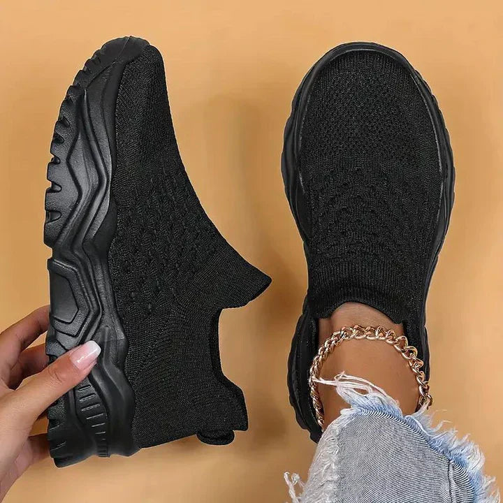 Slip-on sneakers, strikkede, åndbare, ortopædiske sko, damesneakers