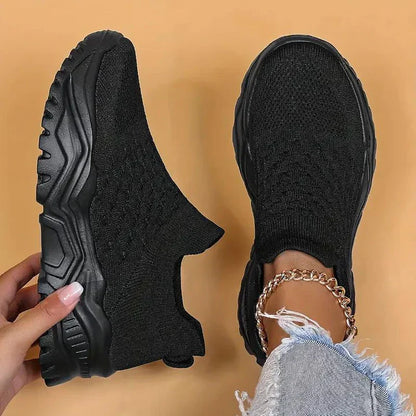 Slip-on sneakers, strikkede, åndbare, ortopædiske sko, damesneakers