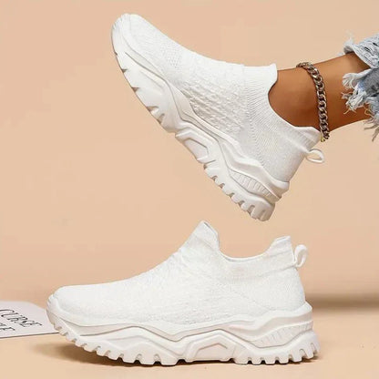 Slip-on sneakers, strikkede, åndbare, ortopædiske sko, damesneakers