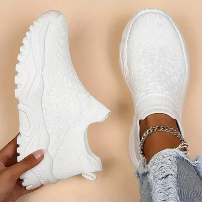 Slip-on sneakers, strikkede, åndbare, ortopædiske sko, damesneakers