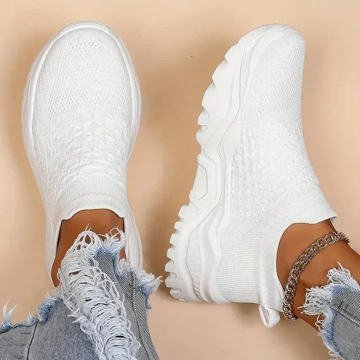 Slip-on sneakers, strikkede, åndbare, ortopædiske sko, damesneakers
