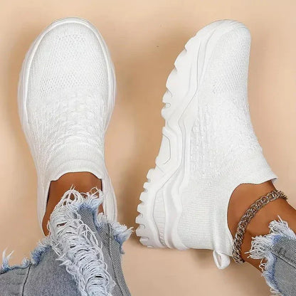 Slip-on sneakers, strikkede, åndbare, ortopædiske sko, damesneakers
