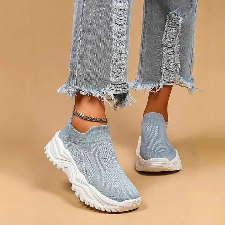 Slip-on sneakers, strikkede, åndbare, ortopædiske sko, damesneakers