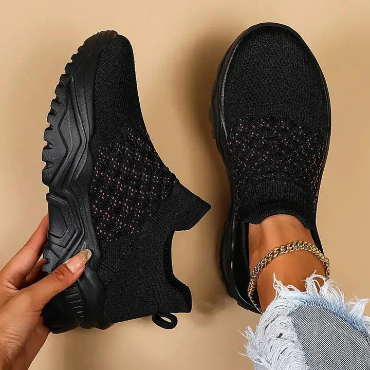 Slip-on sneakers, strikkede, åndbare, ortopædiske sko, damesneakers