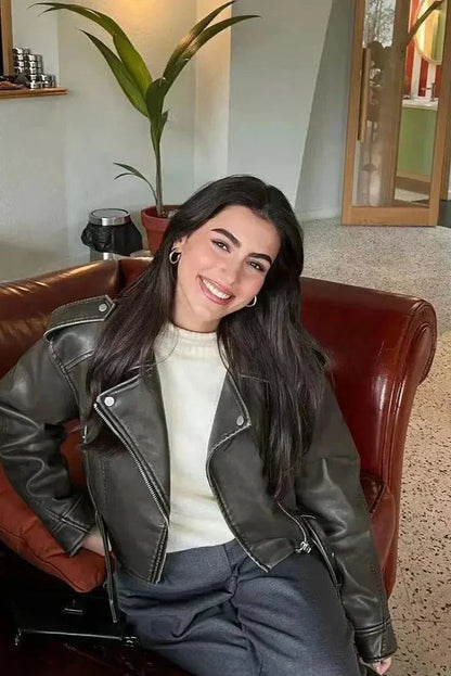 Lola - moderne kort bikerjakke