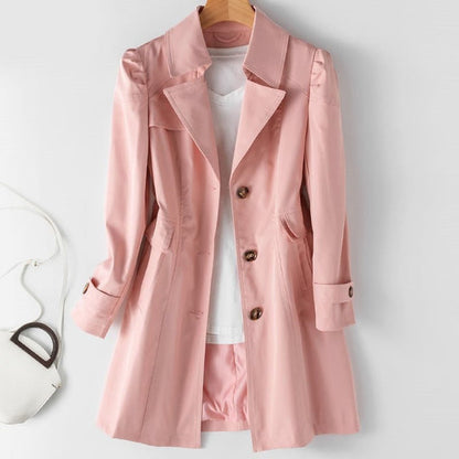 Klassisk slim-fit trenchcoat med knapstolpe til kvinder