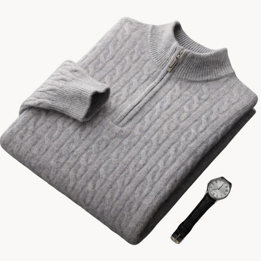 Robert - premium blødt stof herresweater med halv lynlås