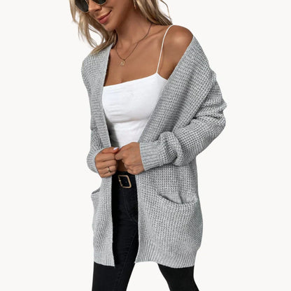 Uliana - elegant lang dame-cardigan med v-hals