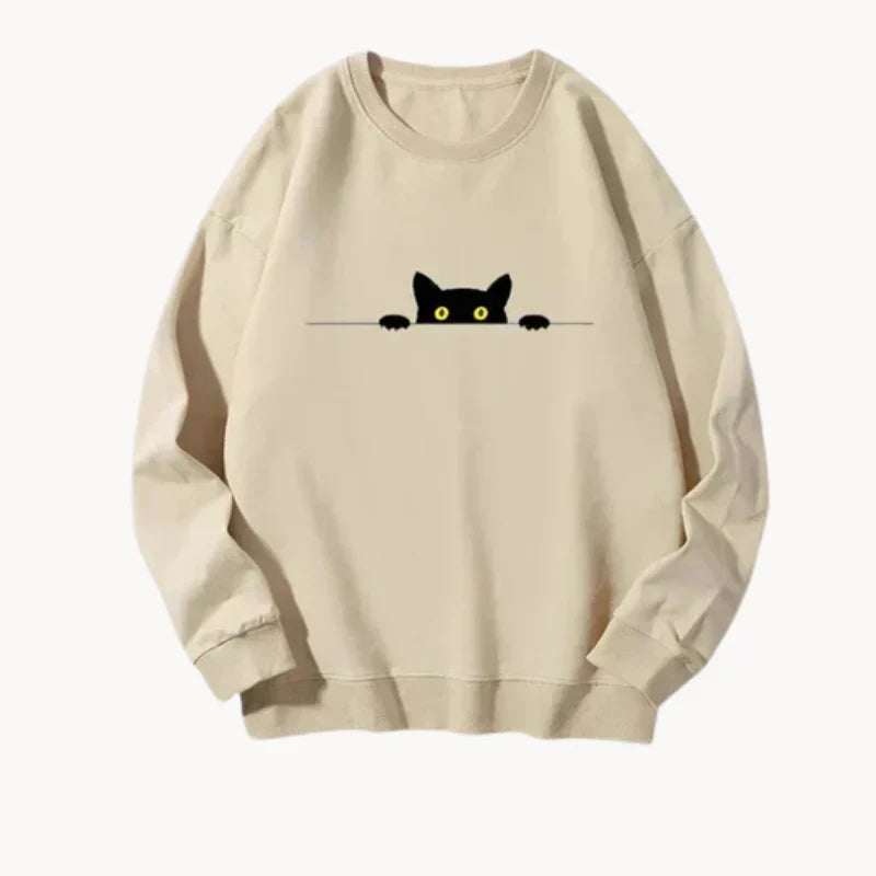 Victoria - legende sweatshirt til kvinder med sort katteprint