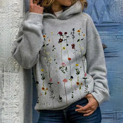 Elle - hættetrøje med blomsterprint