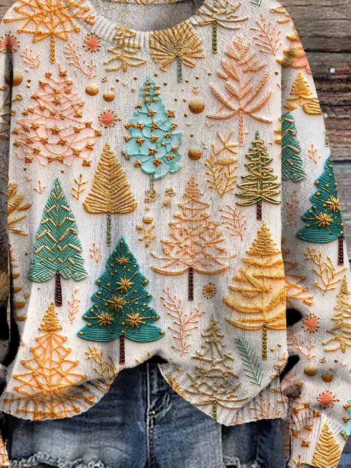 Juletrøje - oversized juletræstrikket sweater til kvinder