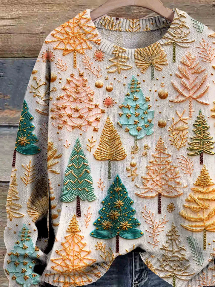 Juletrøje - oversized juletræstrikket sweater til kvinder