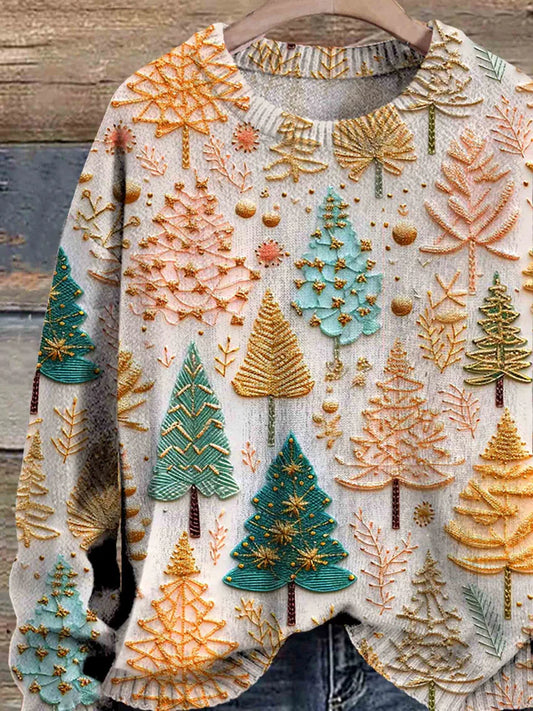 Juletrøje - oversized juletræstrikket sweater til kvinder