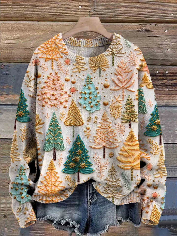 Juletrøje - oversized juletræstrikket sweater til kvinder