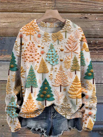 Juletrøje - oversized juletræstrikket sweater til kvinder