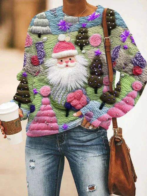 Julesweater - løstsiddende, smuk strikket juletrøje til kvinder