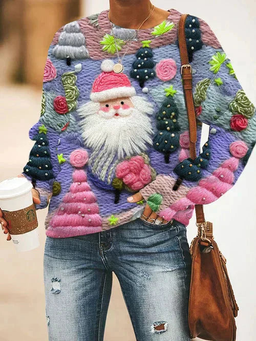 Julesweater - løstsiddende, smuk strikket juletrøje til kvinder
