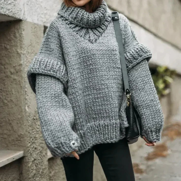 Oversized sweater med sofistikeret korsstingsmønster til kvinder